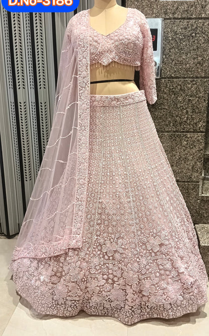 Pink on Pink Monotone Crop Top Lehenga