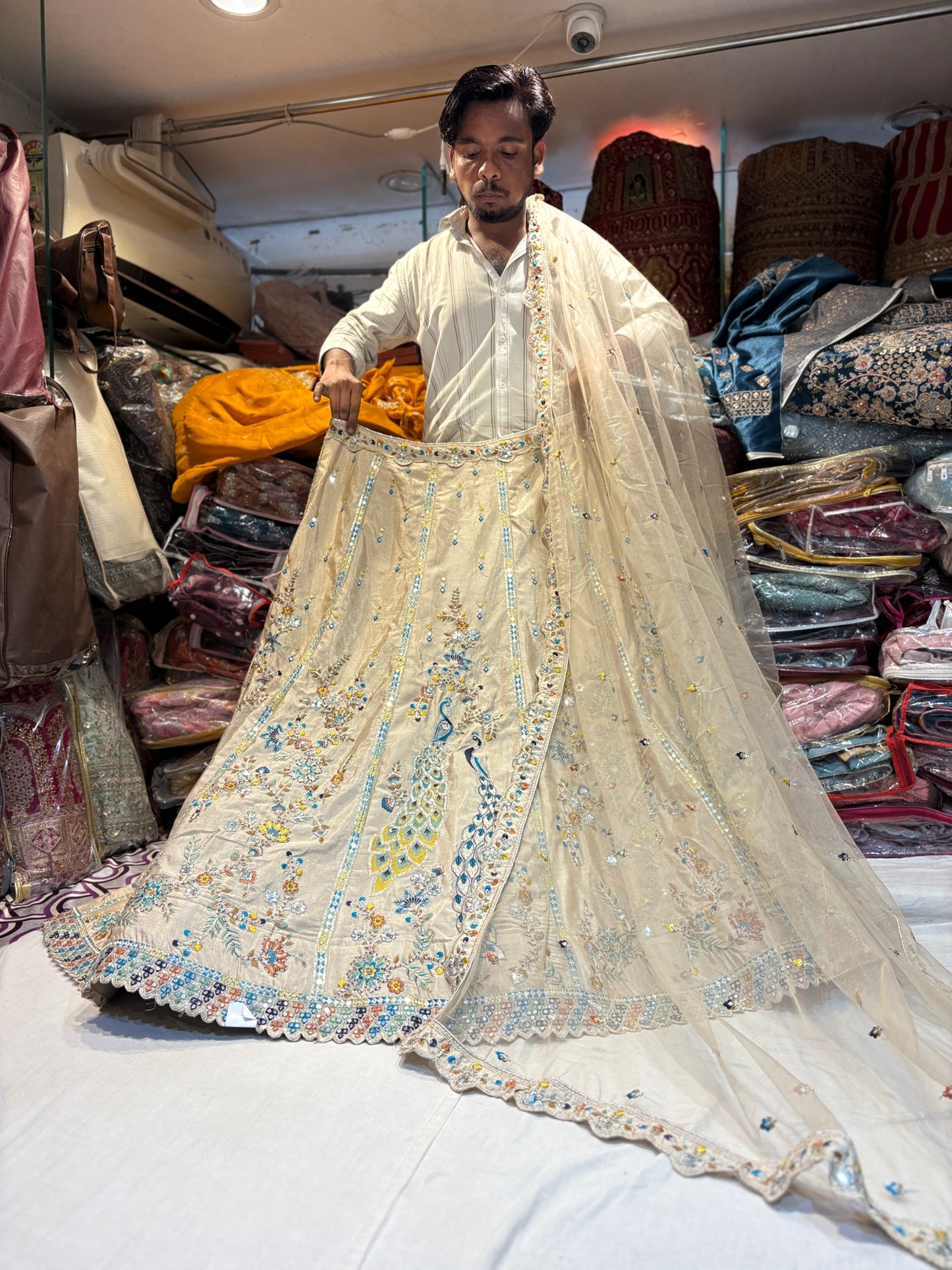 Fabulous golden peacock Lehenga