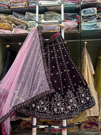 Lovely purple pink handwork Lehenga