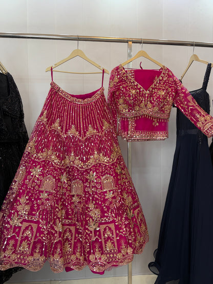 Designer Red crop top Lehenga Happy Customer