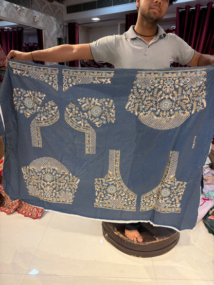 ब्लू डबल शेड हैंडवर्क जरदोज़ी लहंगा