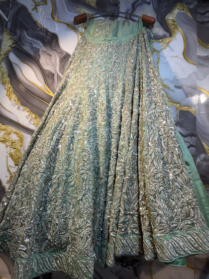 Pista Green Heavy Designer Lehenga