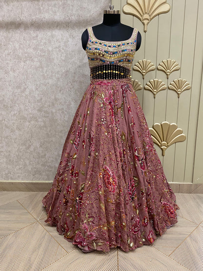 Pink PDP crop top lehenga