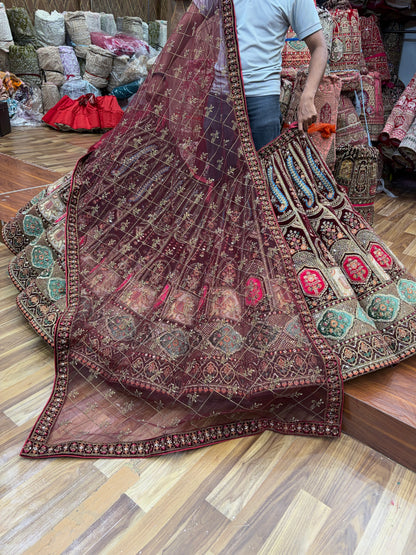 Maroon Peacock Ball Bridal Lehenga