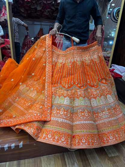 Rust orange Jhumka Ball Lehenga
