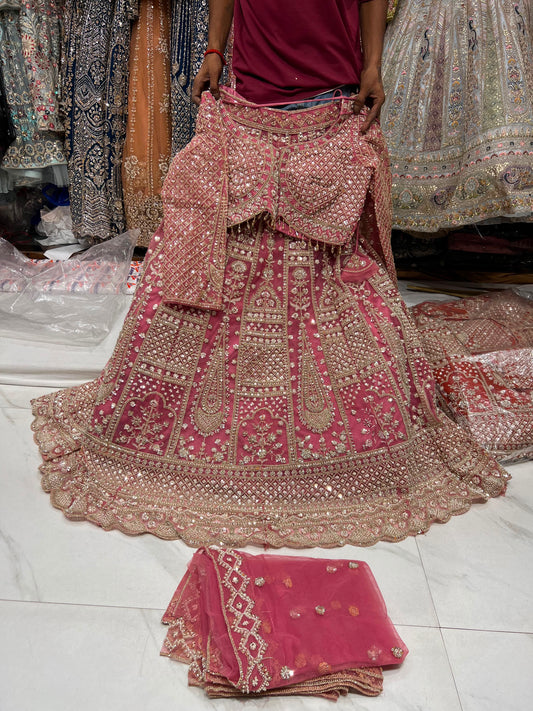 Baby Pink Crop Top Lehenga