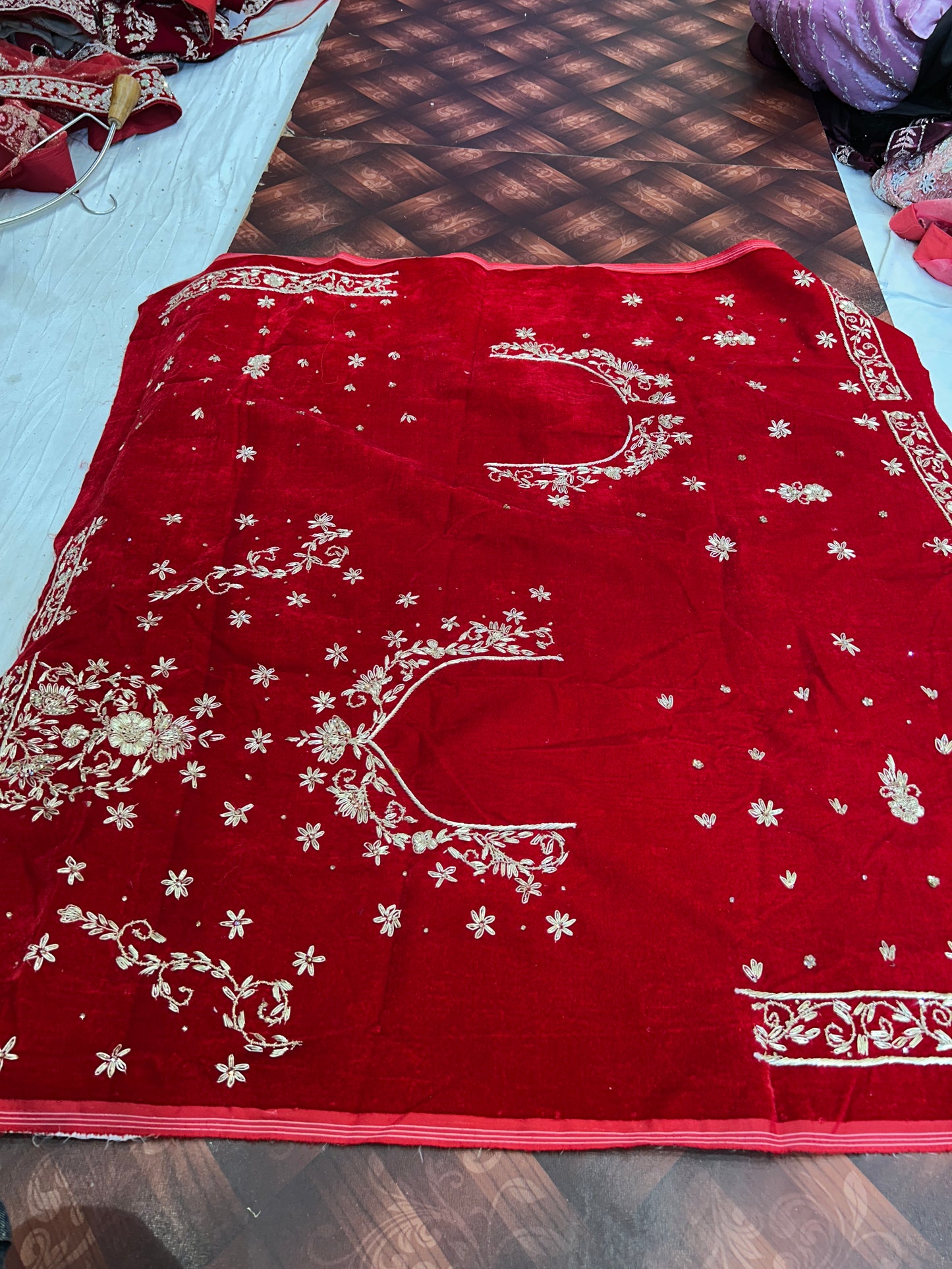 Eye catching maroon pure handwork zardozi dabka lehenga