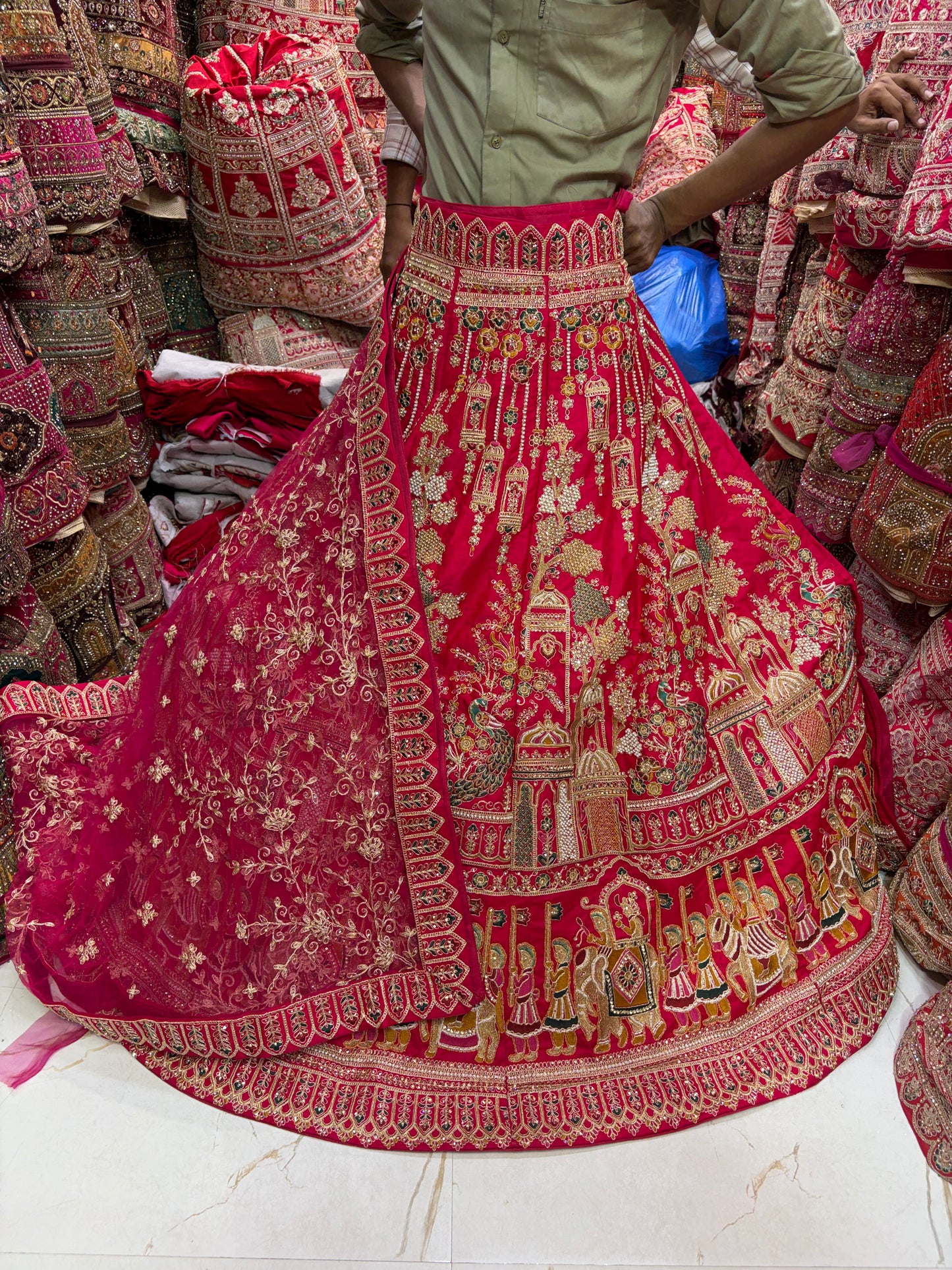 Rani pink Doli Barat Bridal Lehenga