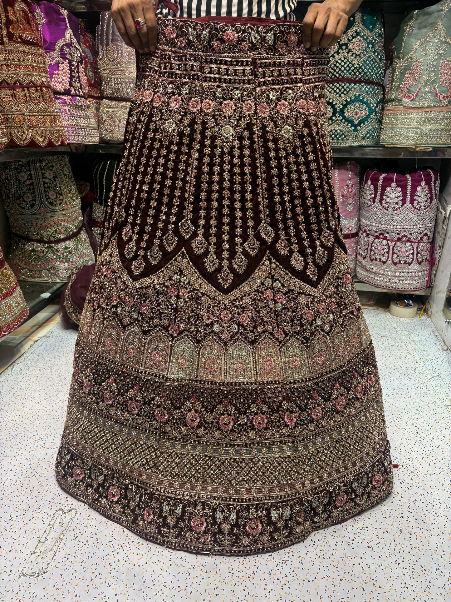 Khoobsurat maroon Jhumka bridal Lehenga