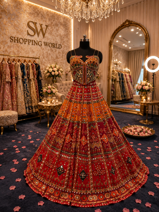 Hot Pink PDP Yellow Mustard Crop Top Lehenga