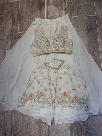 Pleasing white crop top Lehenga