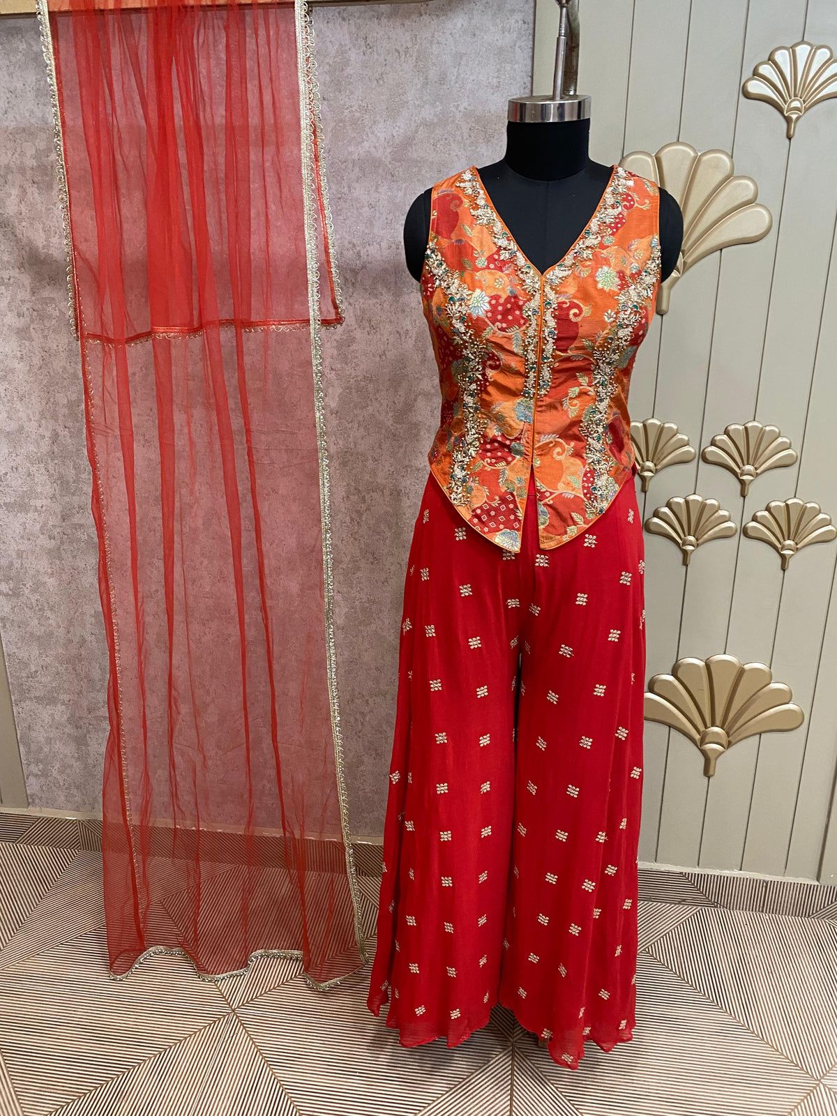 Pink Long Sharara Suit Dress Material