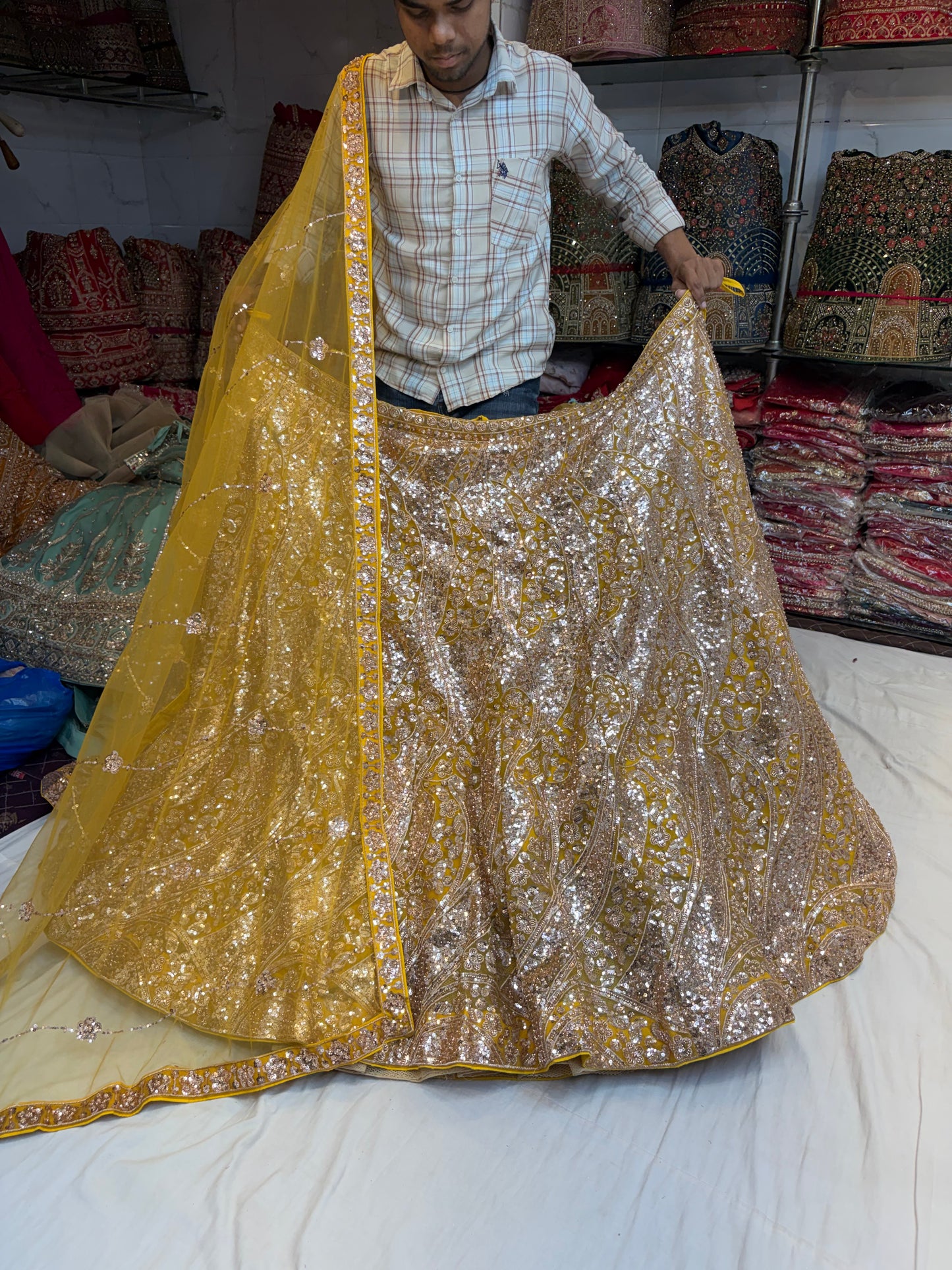 Yellow Haldi Mehendi Designer Lehenga