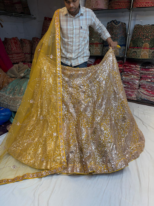 Yellow Haldi Mehendi Designer Lehenga