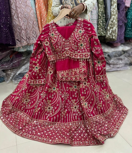 Hot Pink Crop Top Lehenga