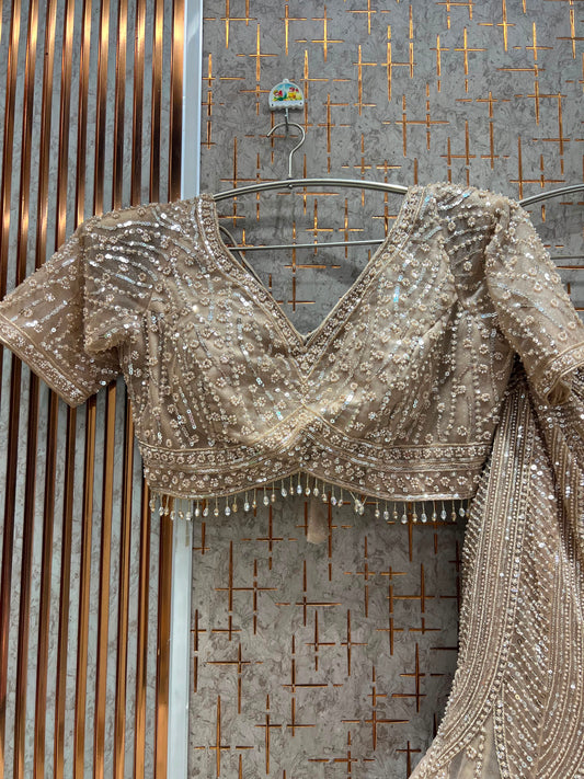 Rust Brown Crop Top Lehenga