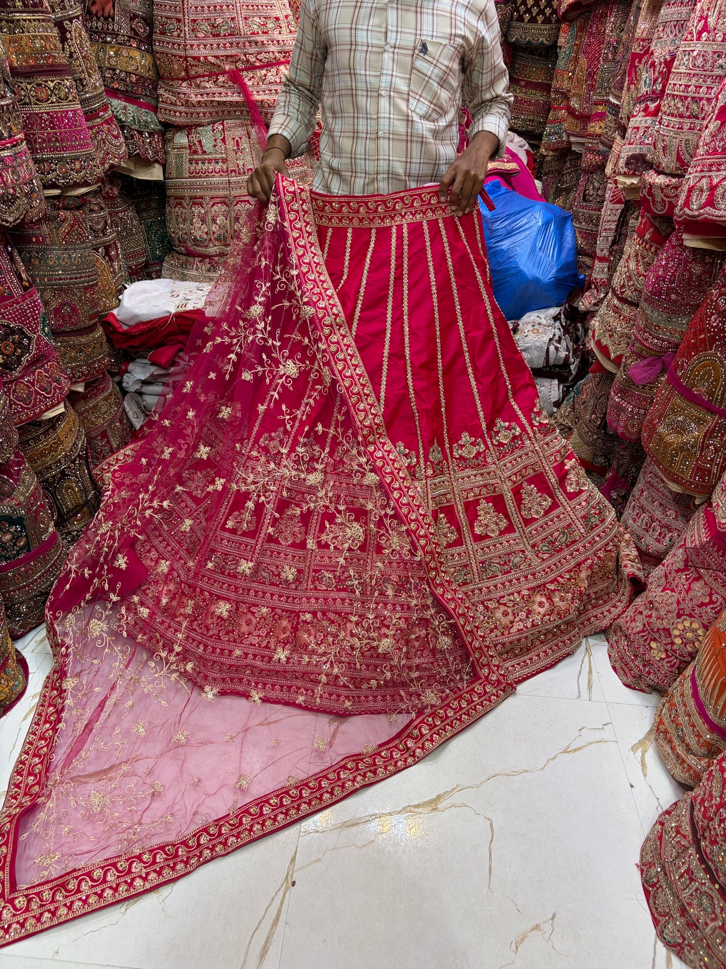 Rani pink Sabyasachi Bridal Lehenga