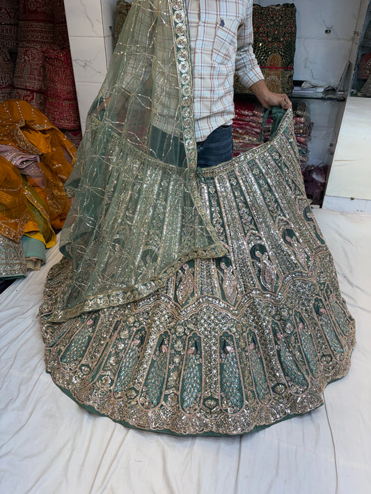 Green Peacock Designer Lehenga
