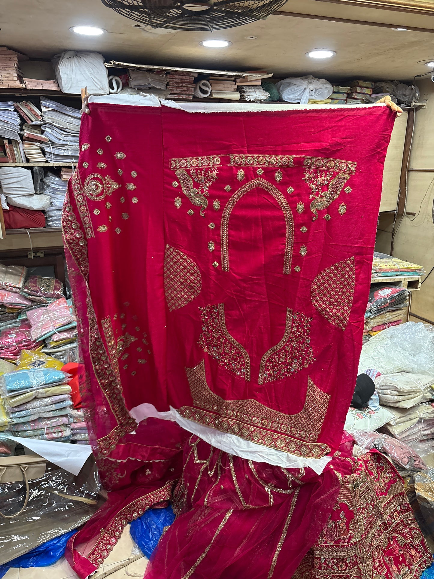 Tremendous Rani pink peacock Jaal Duptta Bridal Lehenga