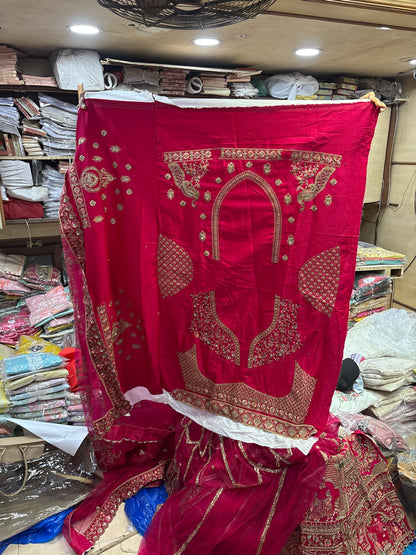 Tremendous Rani pink peacock Jaal Duptta Bridal Lehenga