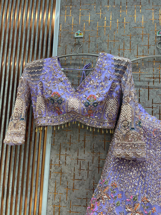 Lavender Crop Top Lehenga