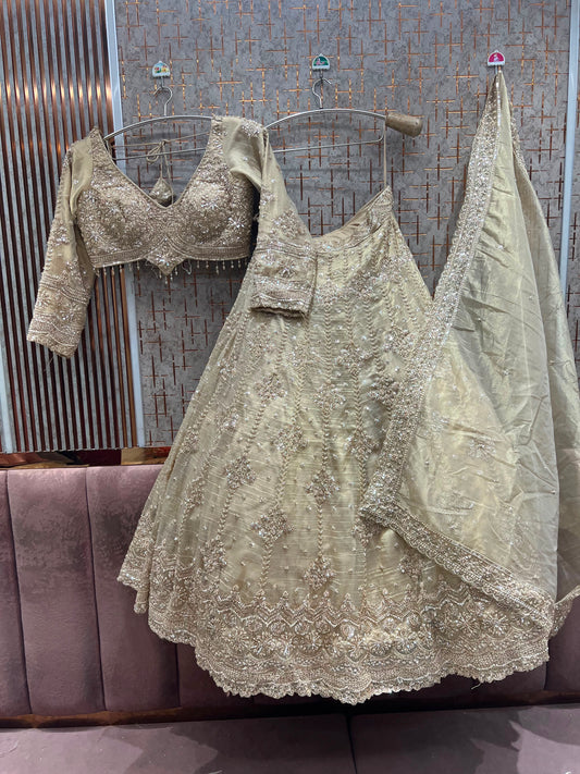 Golden Designer Crop Top Lehenga