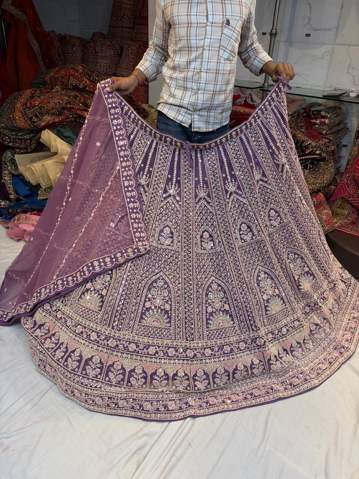 Beige Golden Lehenga