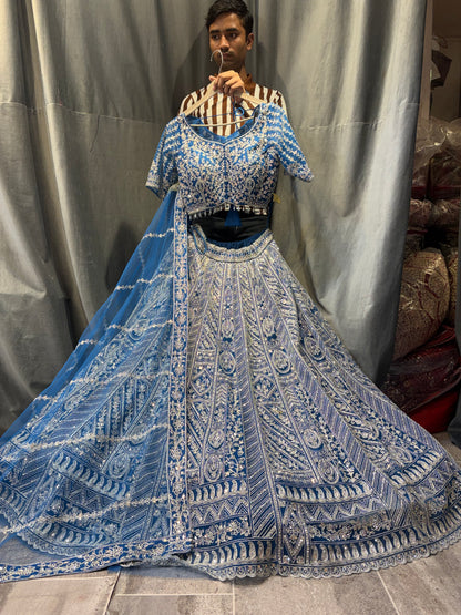 Majestic blue Crop Top Lehenga