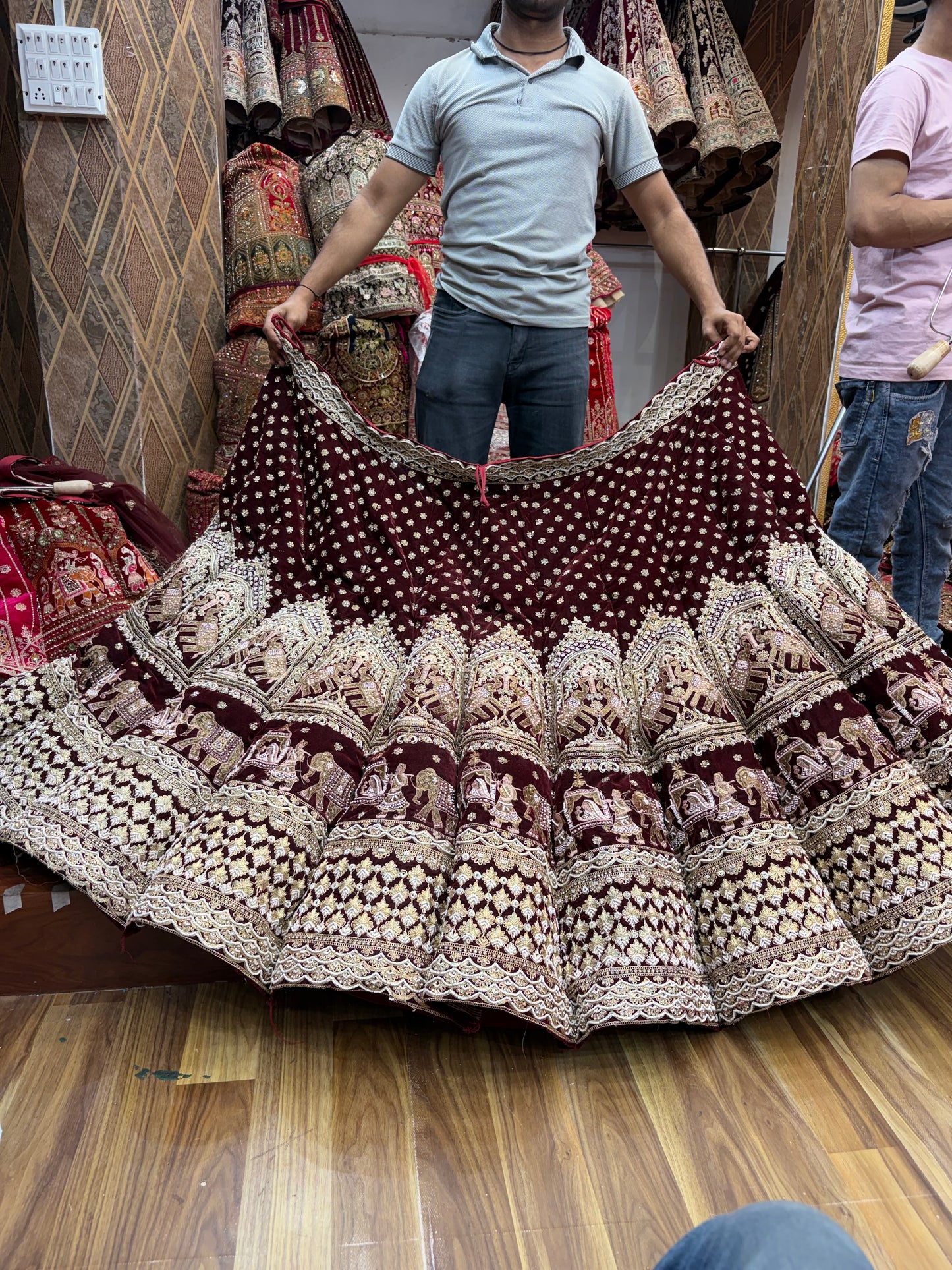 Maroon Doli Barat Heavy Ball Bridal Lehenga