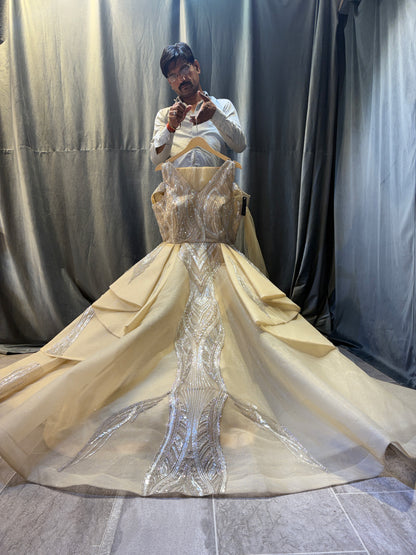 Good looking golden yellow gown