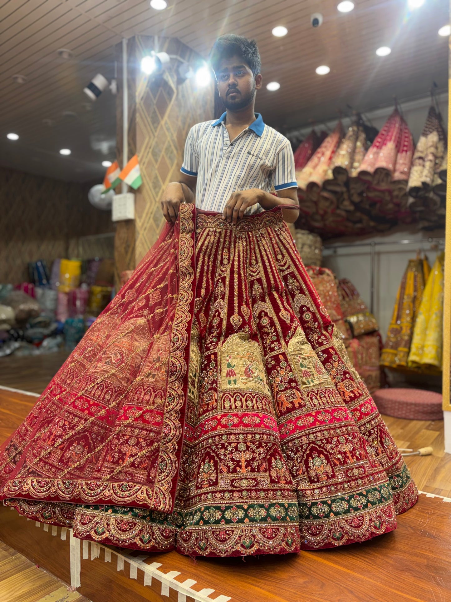 Lovely Maroon Doli Barat Ball Bridal Lehenga