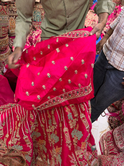 Rani Pink peacock bridal Lehenga