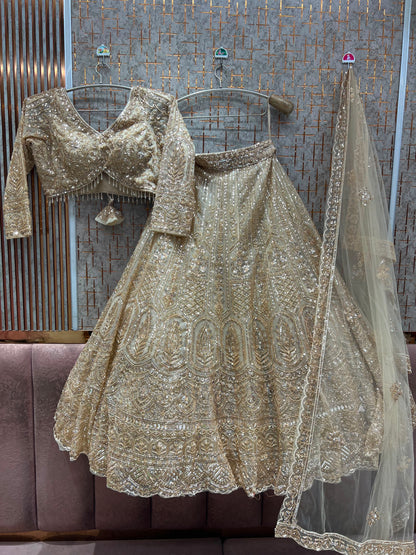 Golden On Golden Monotone Crop Top Lehenga