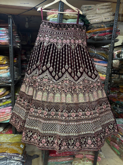 Eye Catching Jhumka Maroon Bridal Lehenga