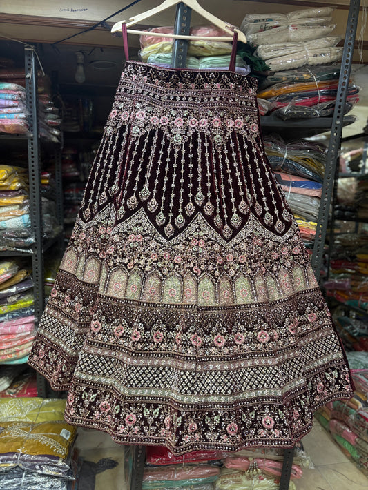 Eye Catching Jhumka Maroon Bridal Lehenga