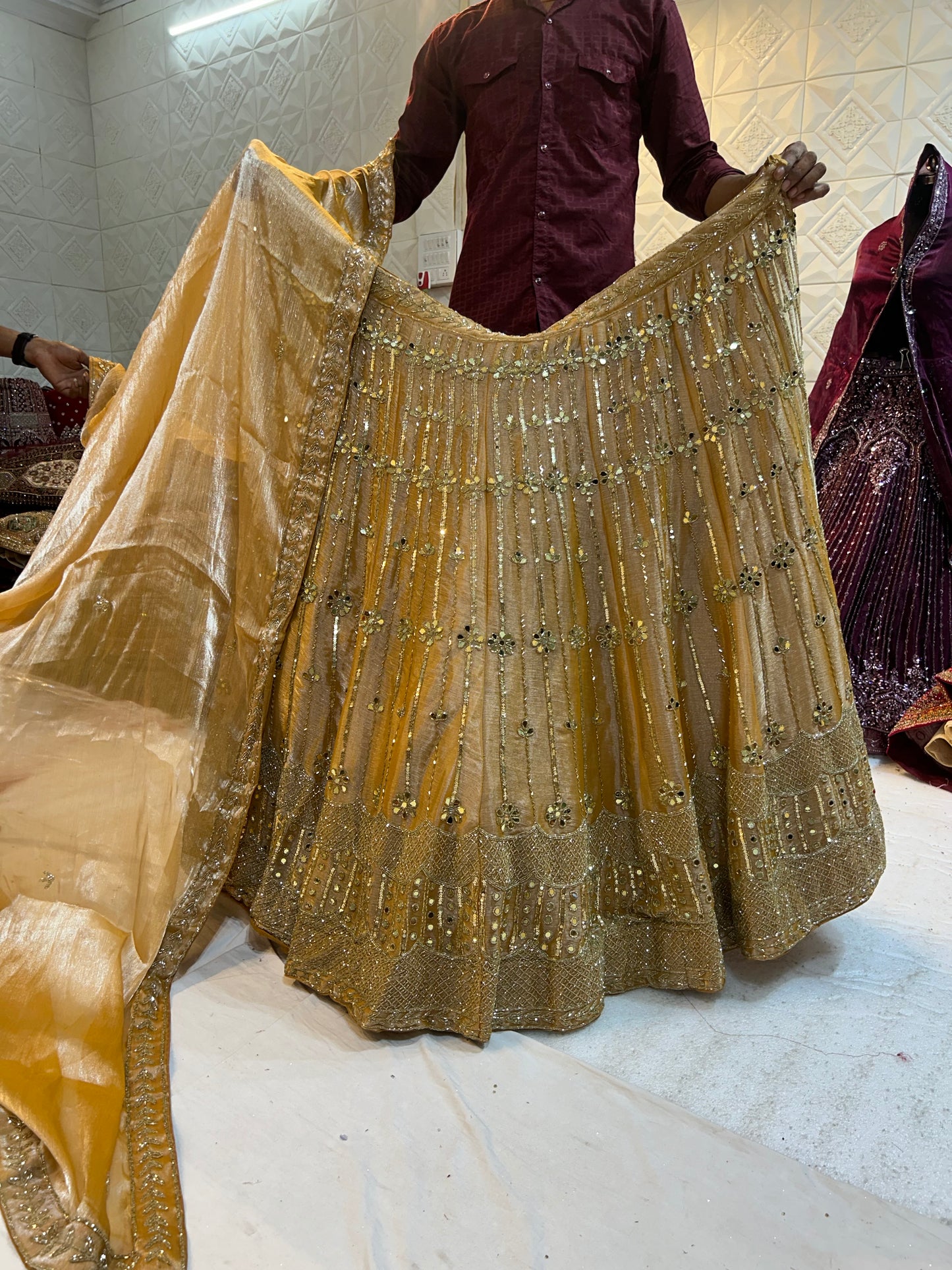 Tremendous golden mirror Lehenga - Shopping World