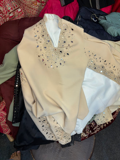 Peach Mirror Work Indo western Mens Wear