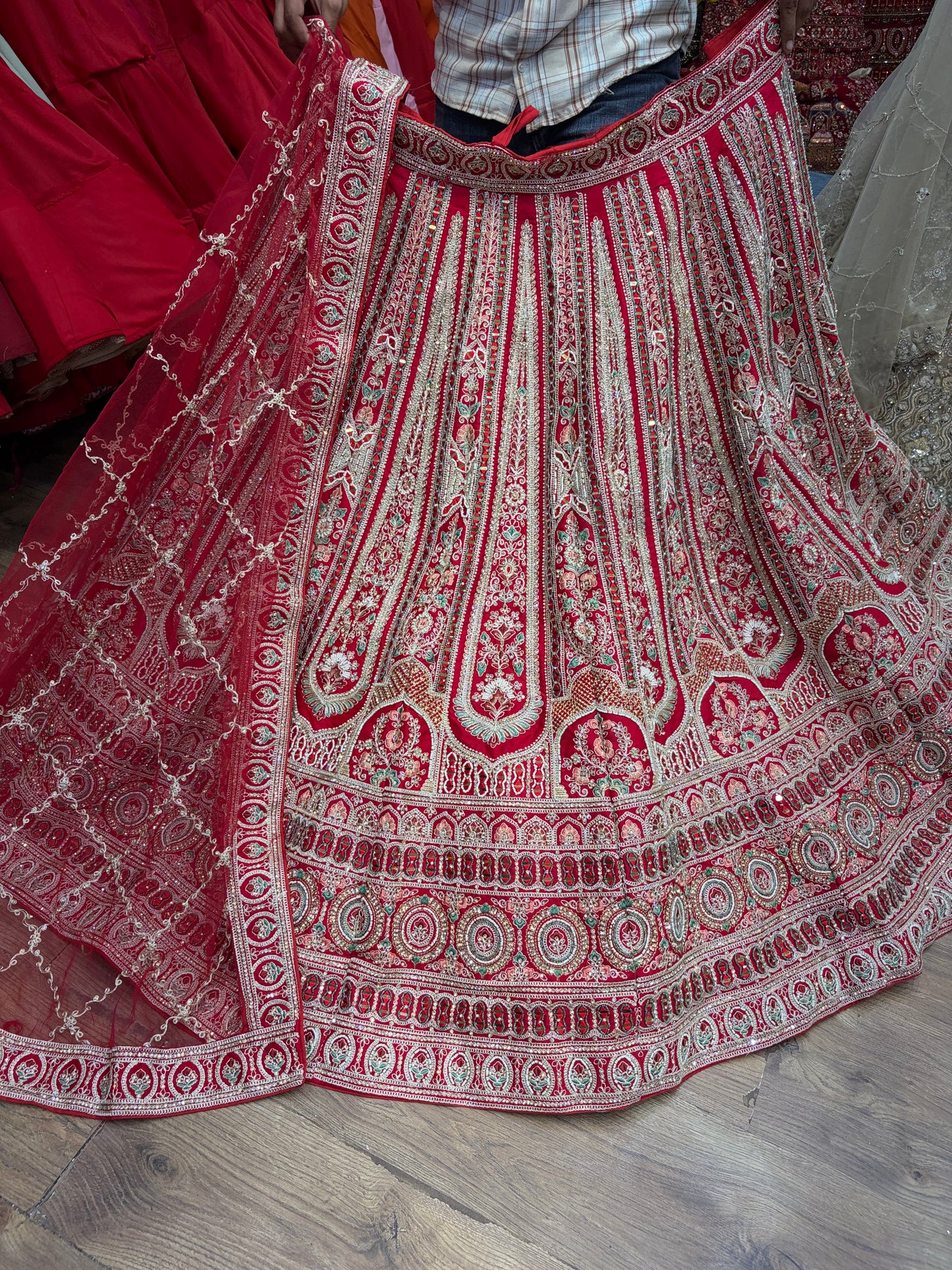 Red handwork Bridal Lehenga - Shopping World