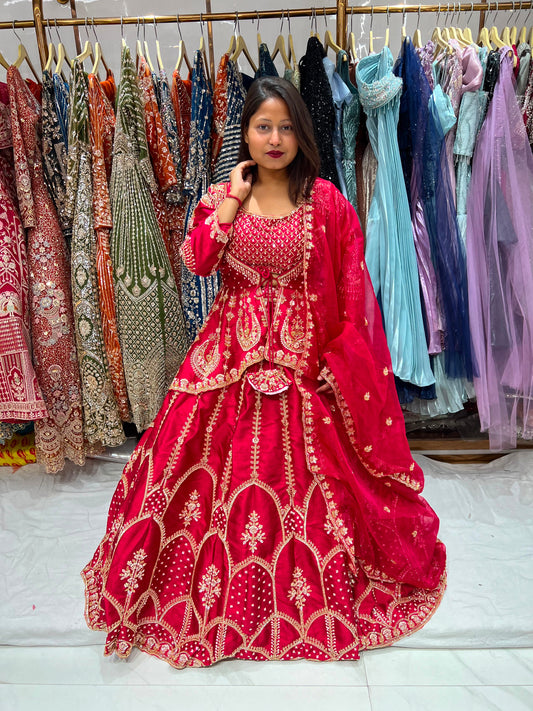 Hot Pink peplum long Dress Farshi Garara Dress Special