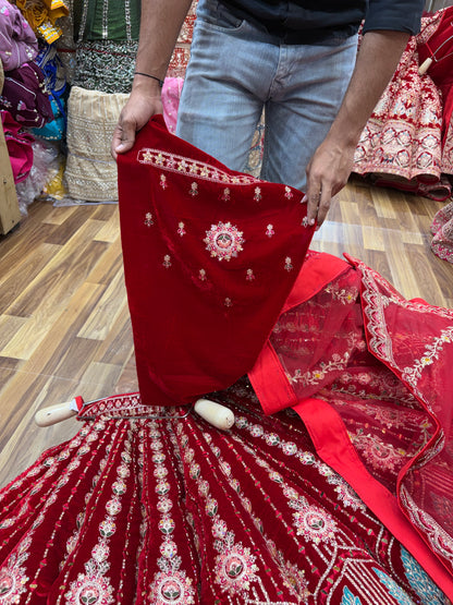 Peacock red Ball Bridal Lehenga