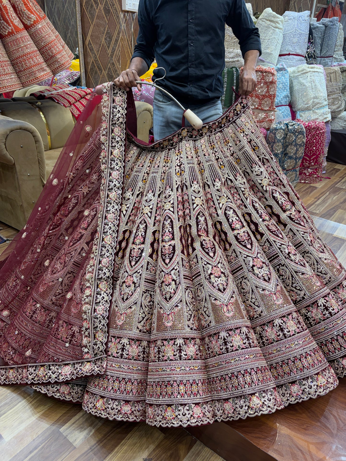 Maroon Ball Bridal Lehenga