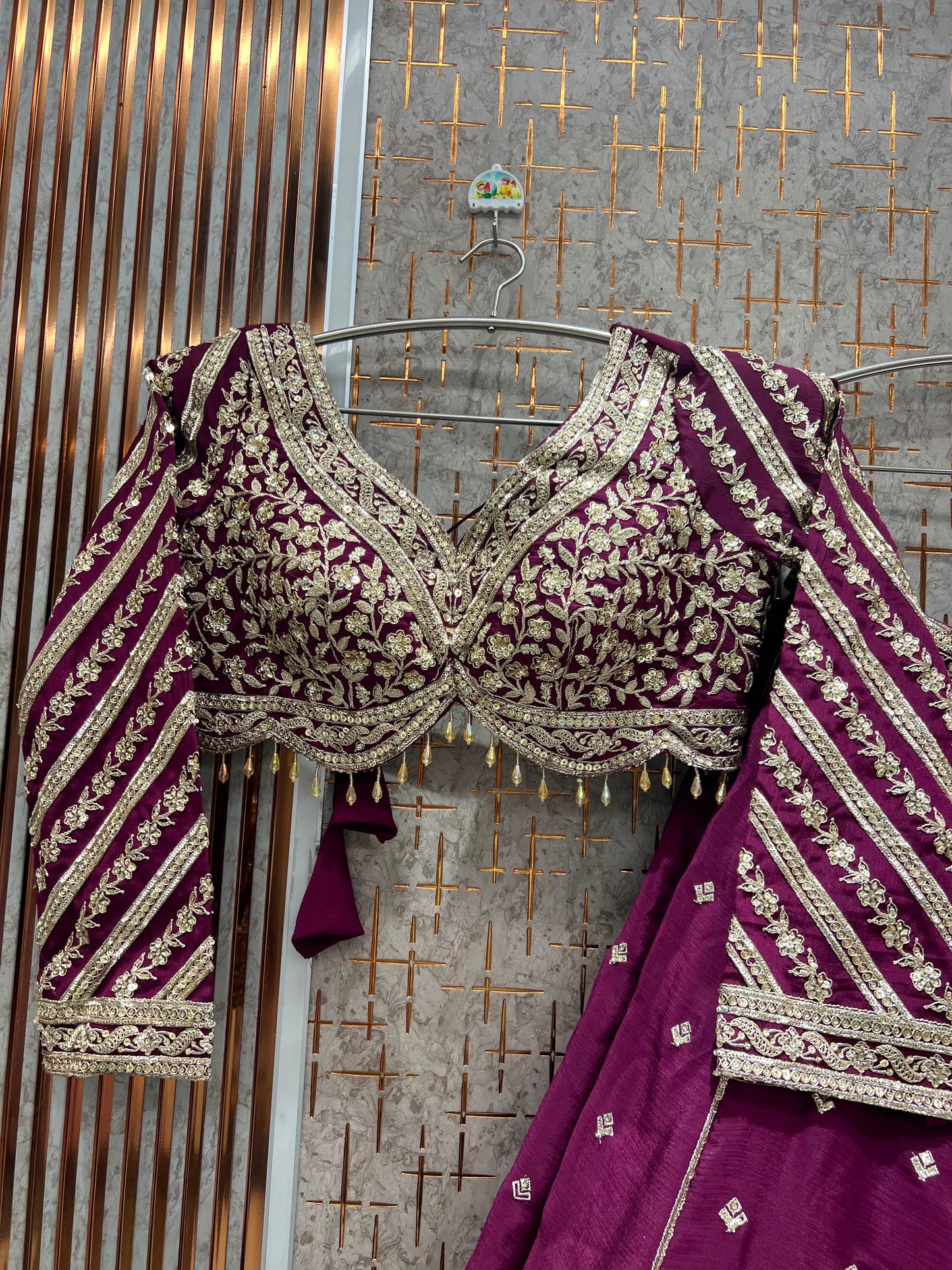 Maroon On Maroon Crop Top Lehenga