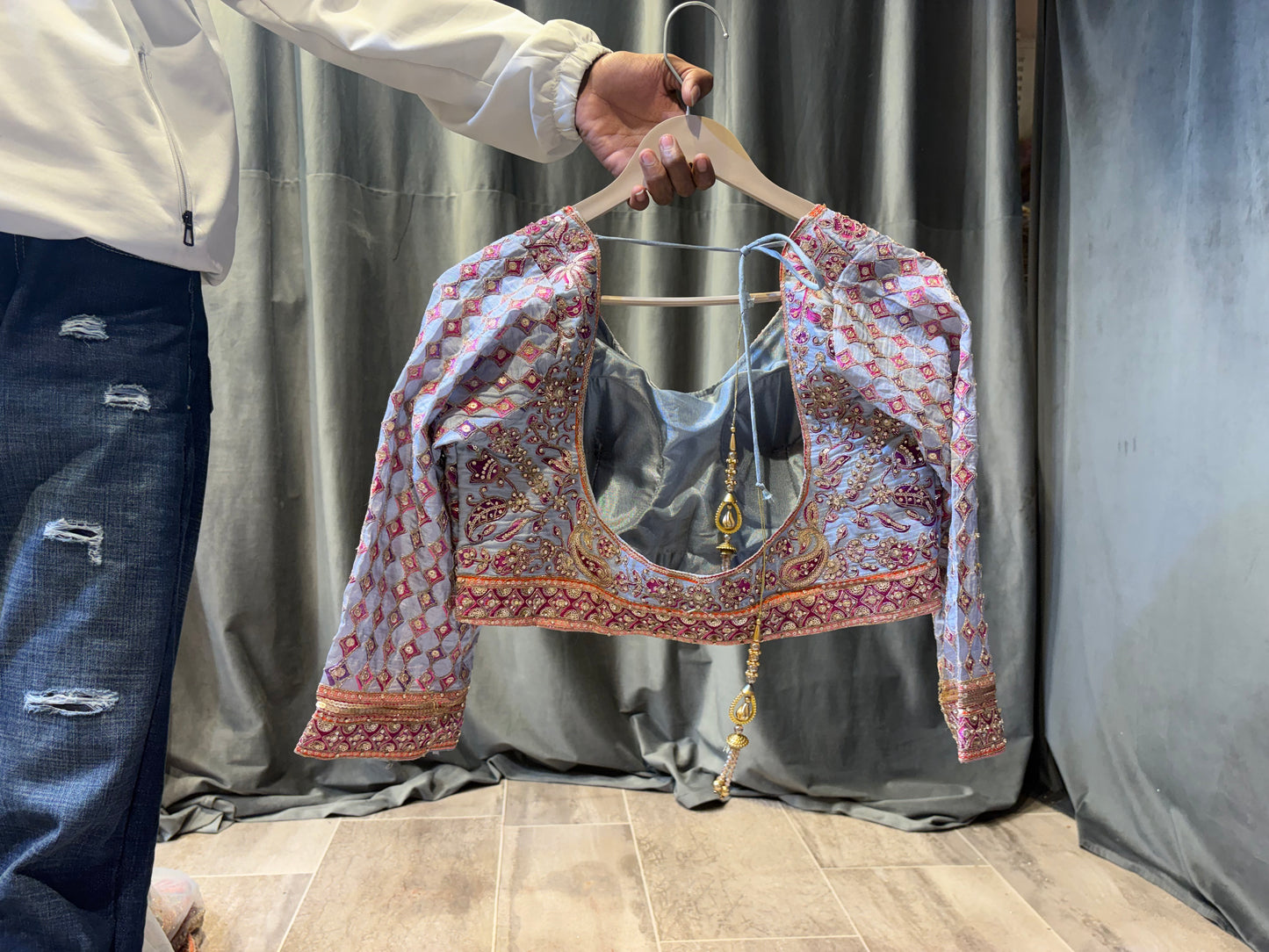 Stunning Blue pink Crop Top  Lehenga