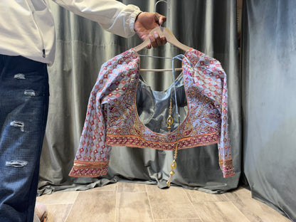 Stunning Blue pink Crop Top  Lehenga