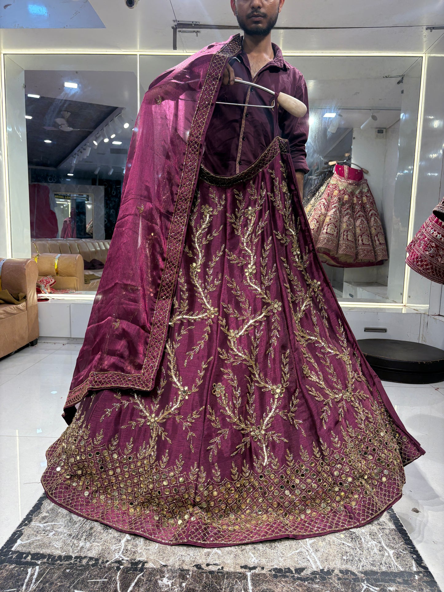 Attractive purple violet wine pink Lehenga