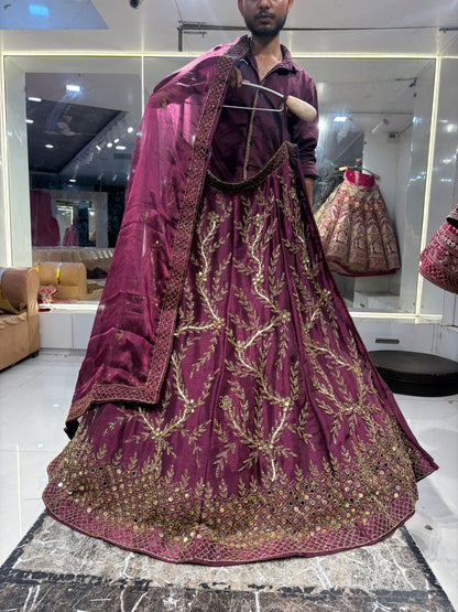 Attractive purple violet wine pink Lehenga