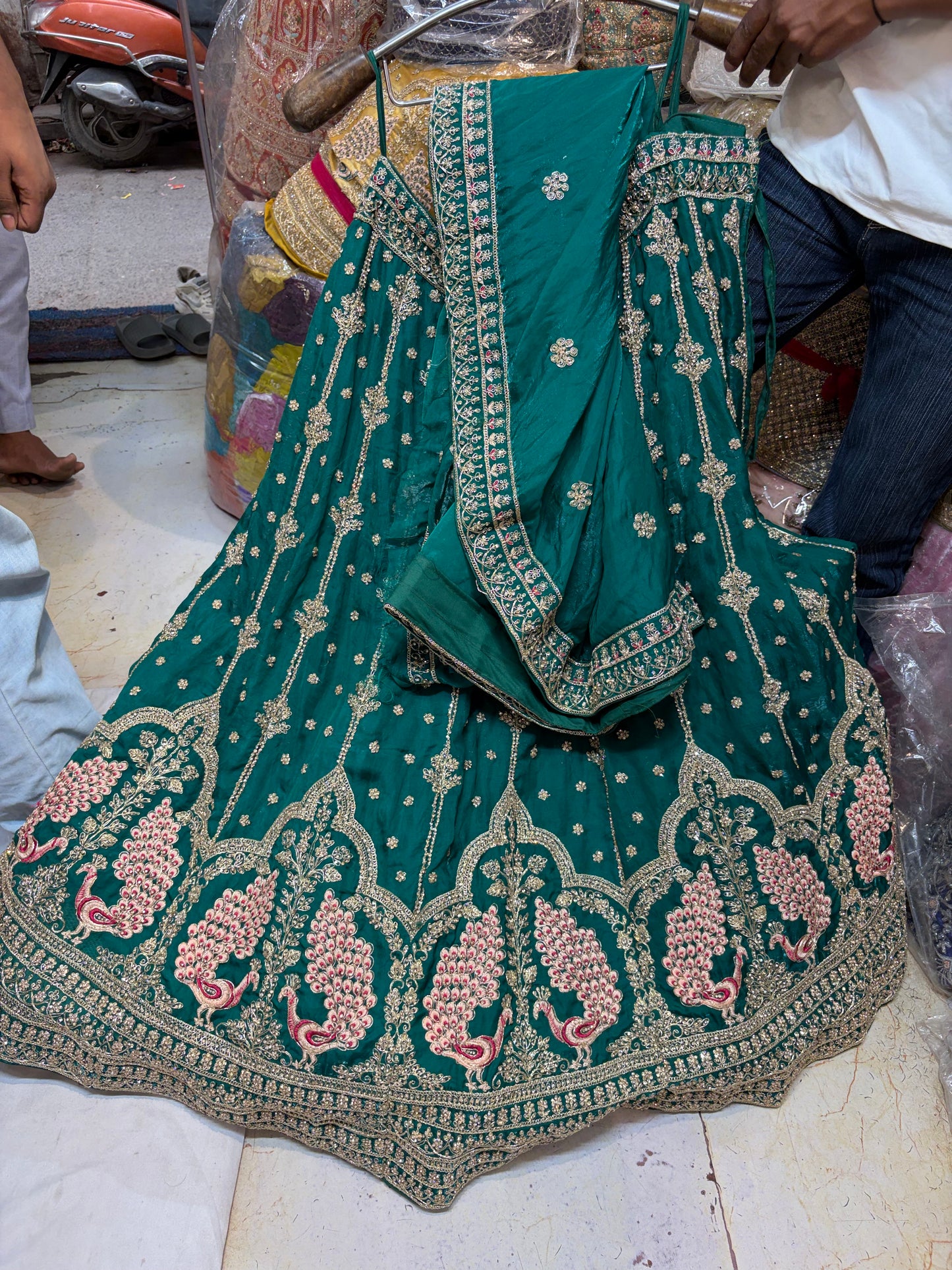 Green Peacock Designer Lehenga