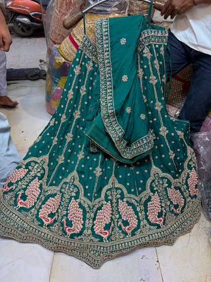 Green Peacock Designer Lehenga
