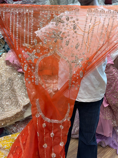 Rust Orange Designer Lehenga