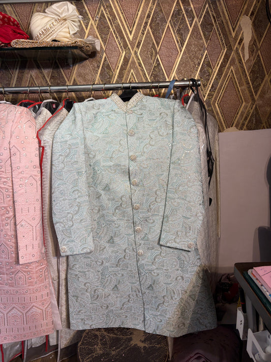 White Jodhpuri indo western blazer kurta Sherwani